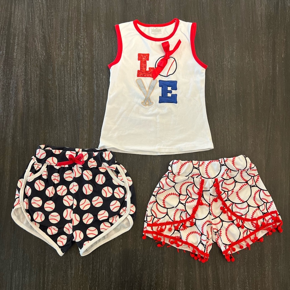 Sister Baseball Tank top and 2 matching shorts. Medium